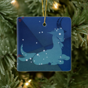 Sternbild Steinbock, Vintage-Tierkreis, Astrologie Keramikornament