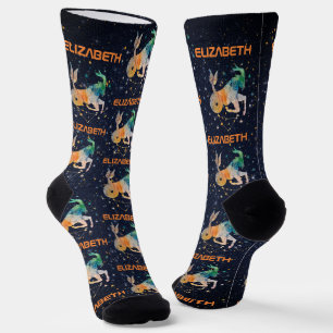 Sternbild Steinbock Zodiac Wasserfarbe Galaxie Socken
