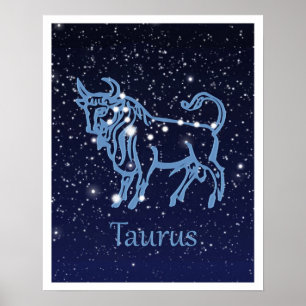 Sternbild Stier und Tierkreiszeichen mit Sternen Poster