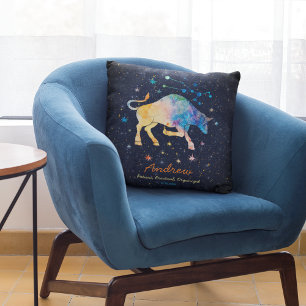 Sternbild Stier Zodiak Wasserfarbe Sternengalaxie Kissen