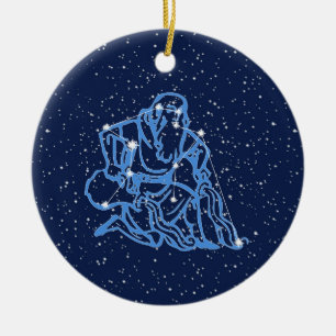 Sternbild Wassermann und Tierkreiszeichen mit Ster Keramik Ornament