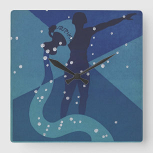 Sternbild Wassermann, Vintage-Zodiac Astrologie Quadratische Wanduhr