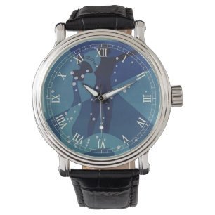 Sternbild Wassermann, Vintage-Zodiak-Astrologie Armbanduhr