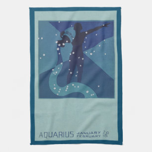 Sternbild Wassermann, Vintage-Zodiak-Astrologie Geschirrtuch