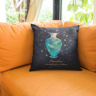 Sternbild Wassermann Zodiakus Wasserfarbe Galaxie Kissen