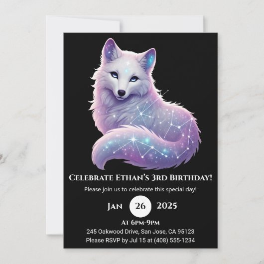 Sternbild Wolf Geburtstag Einladung (Vorderseite)