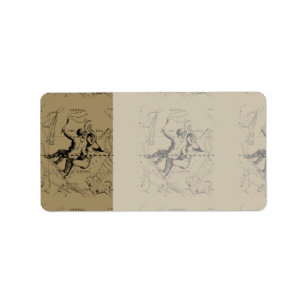 Sternbild Zwillinge Karte Hevelius circa 1690 Adressaufkleber
