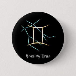 Sternbild Zwillinge Knopf Button