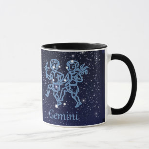 Sternbild Zwillinge und Tierkreiszeichen mit Stern Tasse