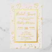 Sternbilder des Herzens beige Brautparty Folieneinladung (Vorderseite)
