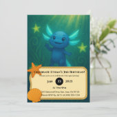 Sternblauer Axolotl Geburtstag Einladung (Stehend Vorderseite)