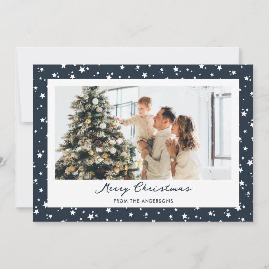 Sternblaues Foto Frohe Weihnachten (Vorderseite)
