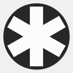 Sternchen - Weiß auf Schwarzem Runder Aufkleber