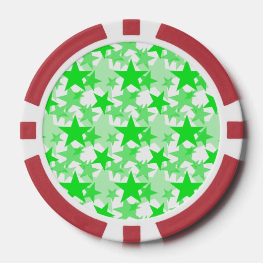 Sterne 3 Grün Pokerchips (Vorderseite)