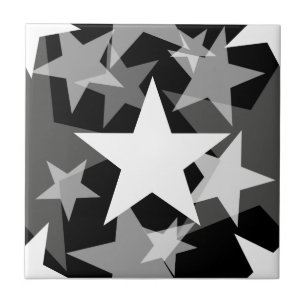 Sterne 3 Schwarzweiss Fliese