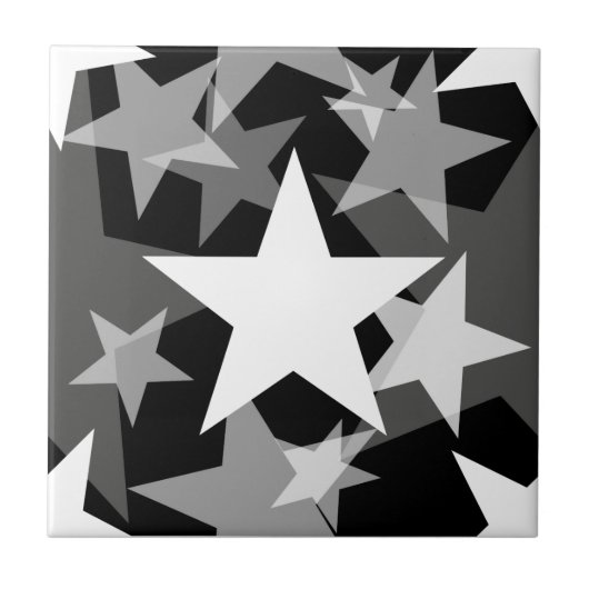 Sterne 3 Schwarzweiss Fliese (Vorderseite)