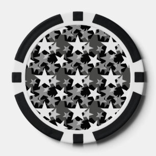 Sterne 3 Schwarzweiss Pokerchips