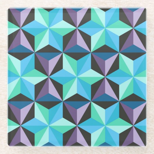 Sterne Abstrakte Geometrische Patchworkarbeit Glasuntersetzer (Vorderseite)