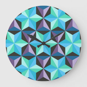 Sterne Abstrakte Geometrische Patchworkarbeit Große Wanduhr