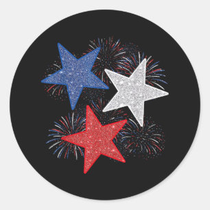 Sterne Amerikanische Flagge Feuerwerk 4. Juli Unab Runder Aufkleber