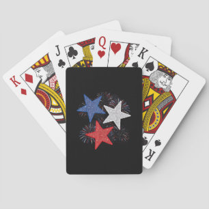 Sterne Amerikanische Flagge Feuerwerk 4. Juli Unab Spielkarten