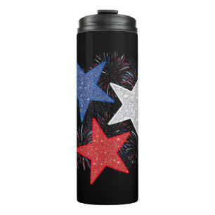 Sterne Amerikanische Flagge Feuerwerk 4. Juli Unab Thermosbecher