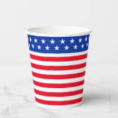 Sterne auf blau-rot-weiß gestreift pappbecher (Vorderseite)