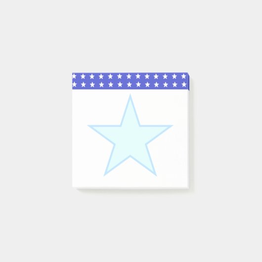 Sterne auf Blau und Weiß Post-it Klebezettel (Vorderseite)