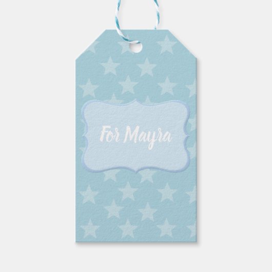 Sterne auf Blue Monogram oder Name Custom Geschenkanhänger (Vorderseite)