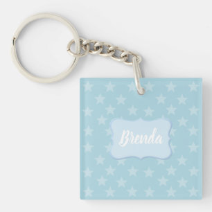 Sterne auf Blue Monogram oder Name Custom Schlüsselanhänger