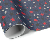 Sterne auf Denim Geschenkpapier (Rolleneckpunkt)