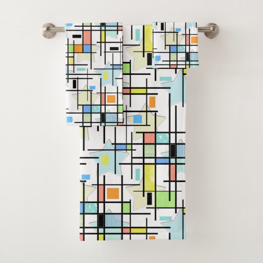 Sterne auf einem karierten Hintergrund. Badhandtuch Set (Insitu)