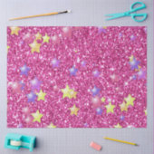 Sterne auf glänzenden Glitzer, rosa Seidenpapier (Basteln)