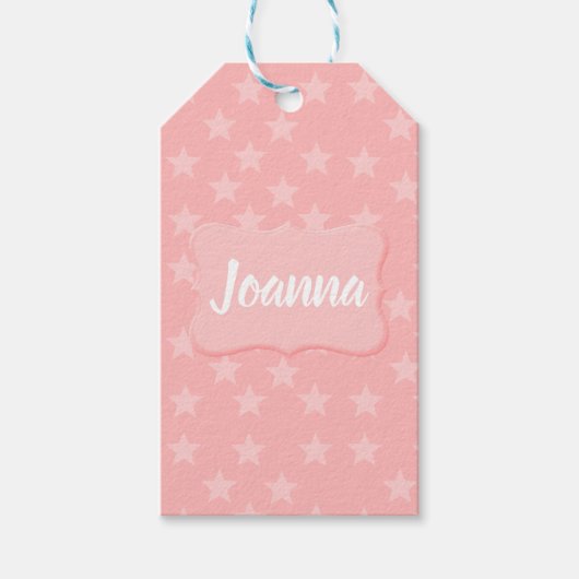 Sterne auf rosa Monogram oder Name Custom Geschenkanhänger (Vorderseite)