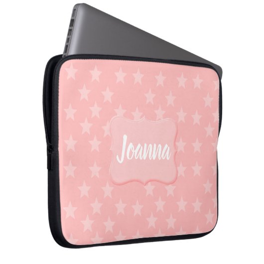 Sterne auf rosa Monogram oder Name Custom Laptopschutzhülle (Vorne Rechts)