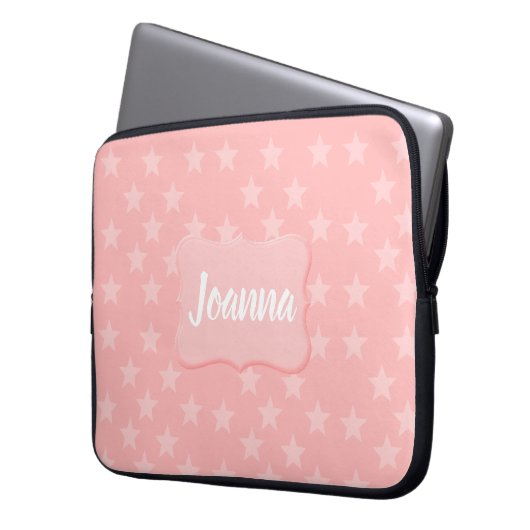 Sterne auf rosa Monogram oder Name Custom Laptopschutzhülle (Vorderseite Links)