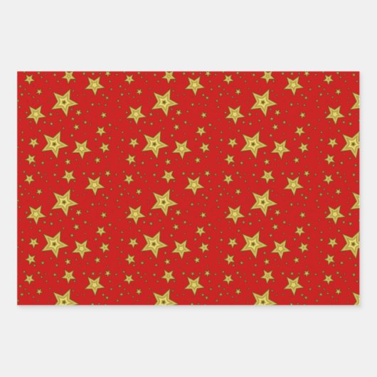 Sterne auf rotem Untergrund Geschenkpapier Set (Vorderseite 3)