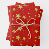 Sterne auf rotem Untergrund Geschenkpapier Set (Beispiel)