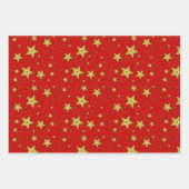 Sterne auf rotem Untergrund Geschenkpapier Set (Vorderseite)