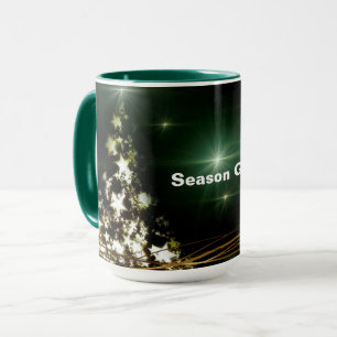 Sterne auf Weihnachtsbaum-Nacht-Himmel-Kombitasse Tasse