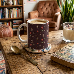 Sterne beim nächtlichen magischen Mond in Burgund Kaffeetasse