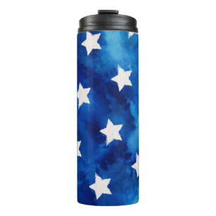 Sterne Blaue Aquarell Blau College Thermosbecher