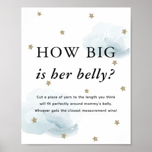 Sterne & Blue Clouds Baby Dusche wie groß ihr Bauc Poster