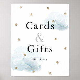 Sterne Blue Clouds Baby Duschkarten & Geschenkschi Poster