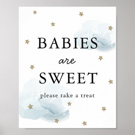 Sterne & Blue Clouds Kinderdusche Sweet Leckerei Z Poster (Vorne)