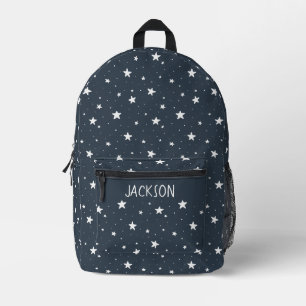 Sterne Boho Moderne Kinder Name Dunkelblauer Himme Bedruckter Rucksack