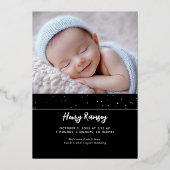 Sterne Celestial Niedliche Neugeborene Fotos Gebur Folieneinladung (Rückseite)