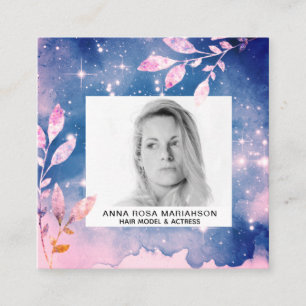 *~* Sterne Chic Pink Blue Hair Model Schauspieleri Quadratische Visitenkarte