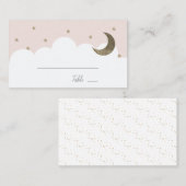 Sterne & Crescent Moon Pink Girl Platzkarte (Vorne/Hinten)