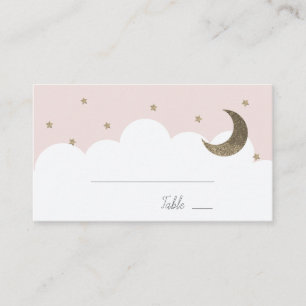 Sterne & Crescent Moon Pink Girl Platzkarte